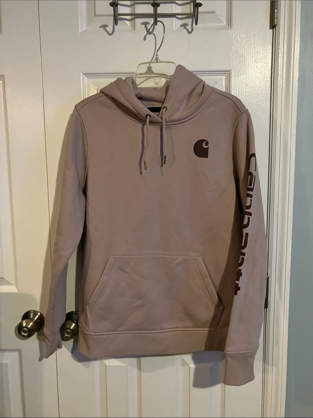 Carhartt Women’s Mauve Hooded Sweatshirt with Dark Logo